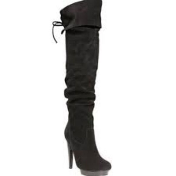 Steve Madden Black Suede Over-the-knee boots 8 - Picture 2 of 7